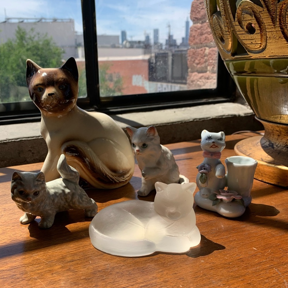 Vintage porcelain ceramic cat lot